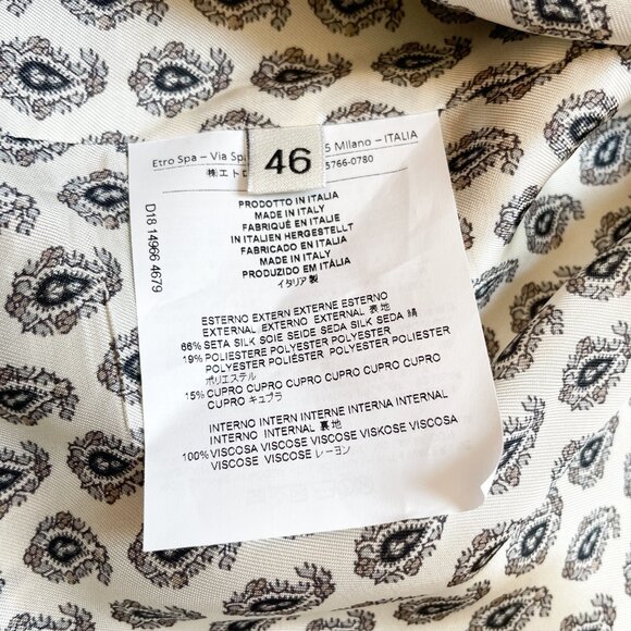 ETRO 50th Anniversary Silk Printed Jacket Saks Exclusive IT 46 US 10 NEW NWT - Picture 8 of 14